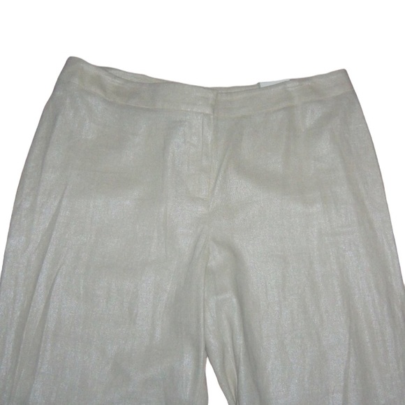 CHICO'S (33x27.5) Ultimate Fit Beige Sparkle Linen Ankle Pant - Sz 2 - LARGE NWT - Picture 2 of 8
